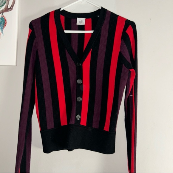 CAbi Stripe Button Up Sweater Sz Med - Picture 1 of 2